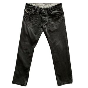 DIESEL SLAMMER Men’s Black Denim Jeans Regular Straight Made In Italy Size 34/32